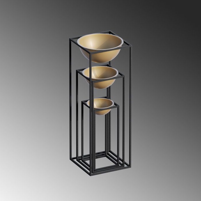 Aberto Design Maceta Decorativa de Metal Negro y Dorado GED-019-A